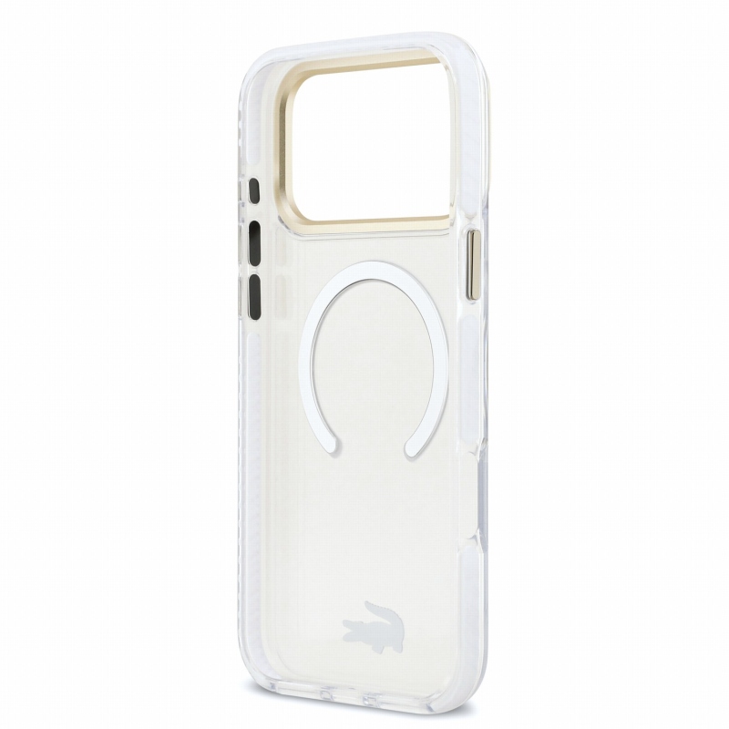 Lacoste IML Shockproof Petit Pique Gold Logo MagSafe Zadní Kryt pro iPhone 18 Pro Max Transparent