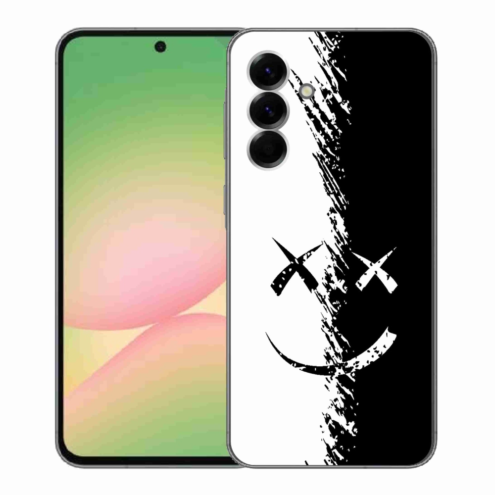 Gelový kryt mmCase na Samsung Galaxy A56 5G - černobílý smajlík