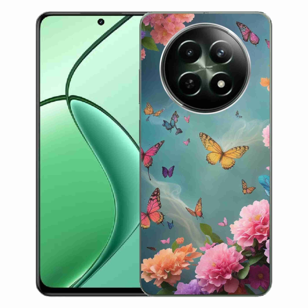 Gelový kryt mmCase na Realme 12 5G/12x 5G - barevné květy a motýli