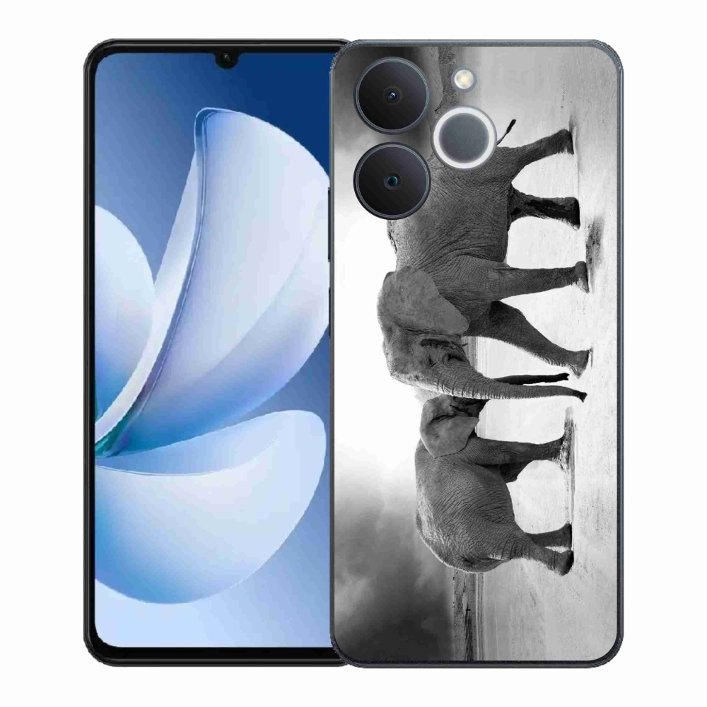 Gelový kryt mmCase na Realme Note 70T - černobílí sloni