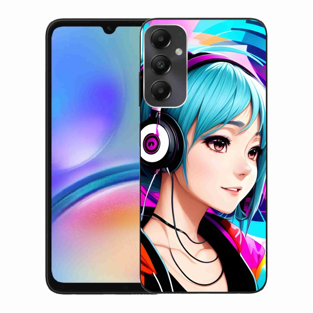 Gelový kryt mmCase na Samsung Galaxy A05s - dívka se sluchátky
