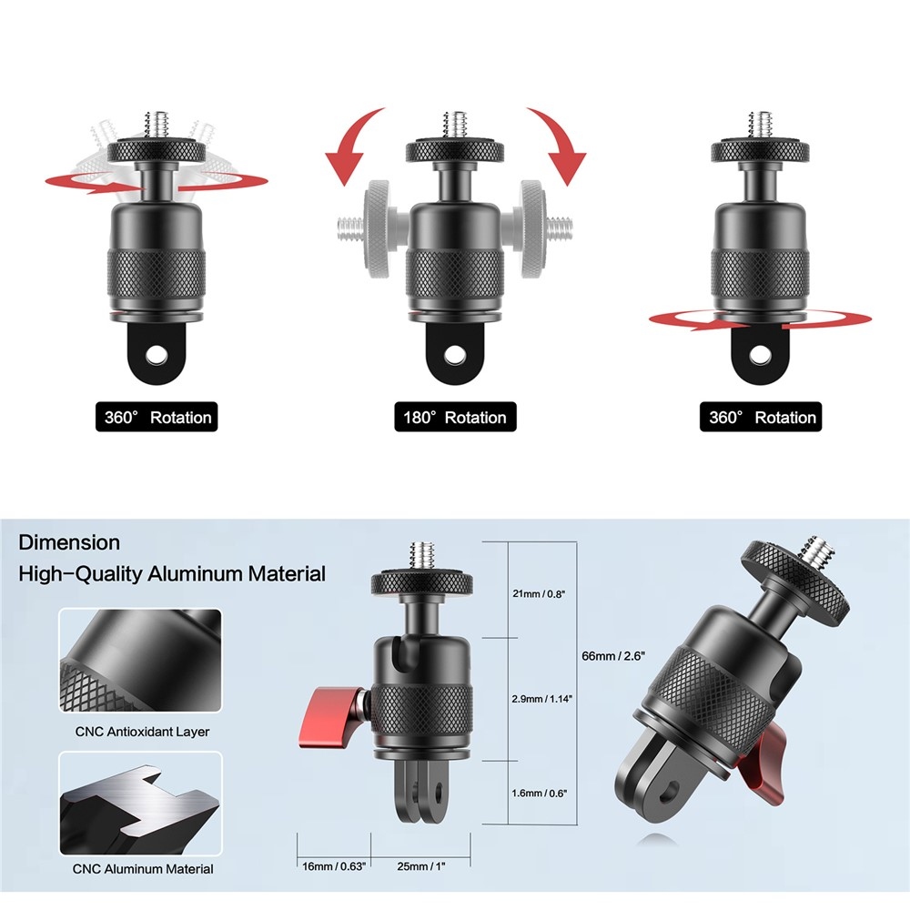 Otočný adaptér 360° pro akční kamery GoPro a Insta360