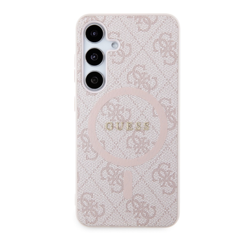 Guess PU Leather 4G Colored Ring MagSafe Zadní Kryt pro Samsung Galaxy S24 Pink
