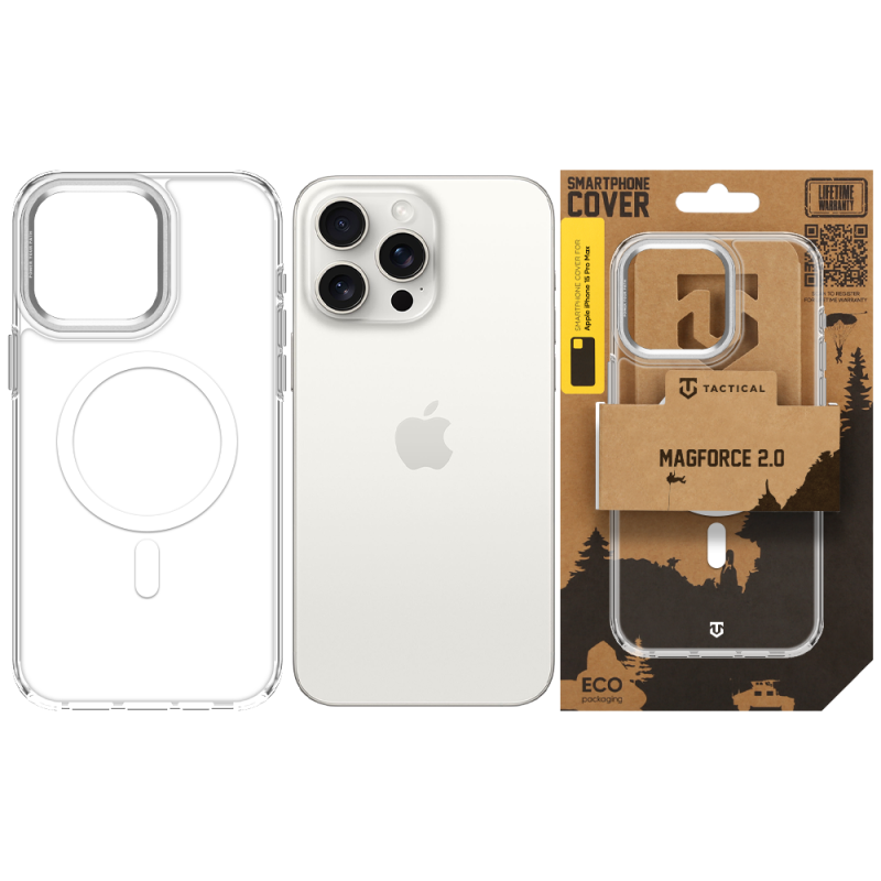 Tactical MagForce 2.0 Kryt pro Apple iPhone 15 Pro Max Silver