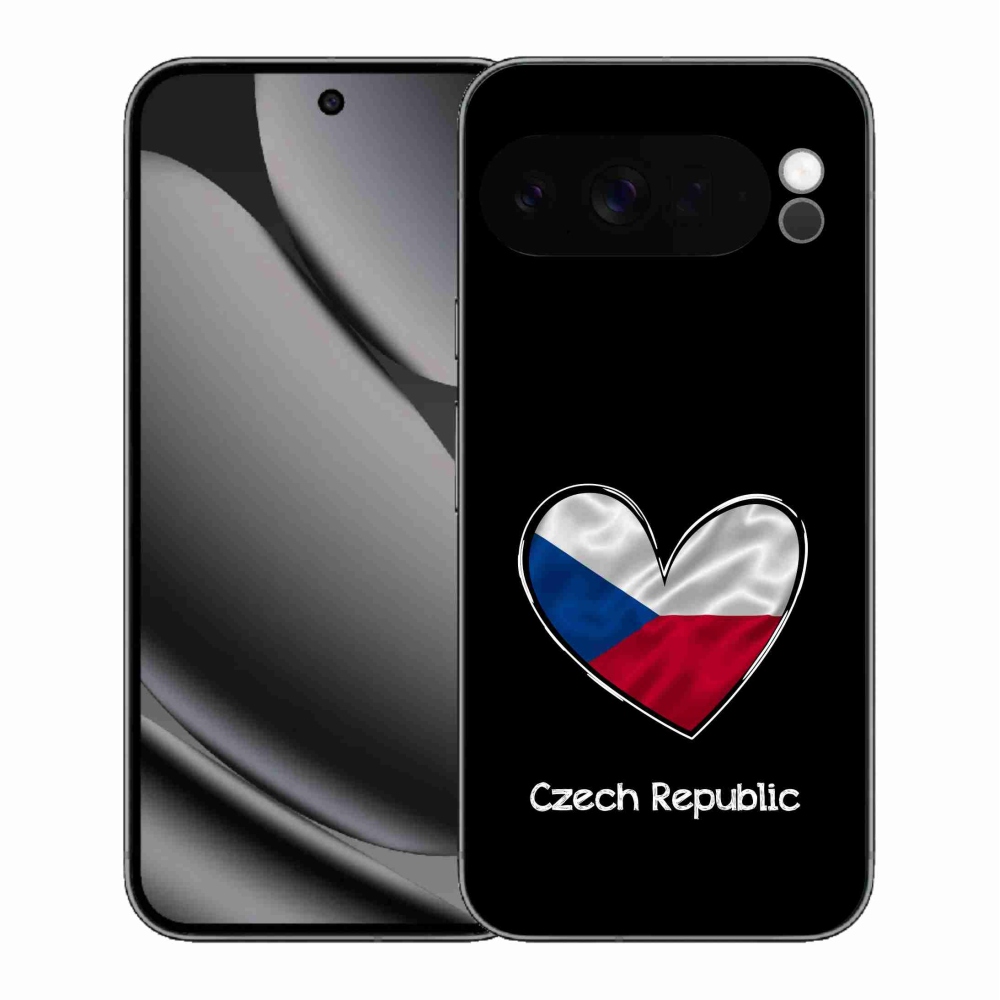 Gelový kryt mmCase na Google Pixel 10 Pro XL - vlajka srdce černé pozadí