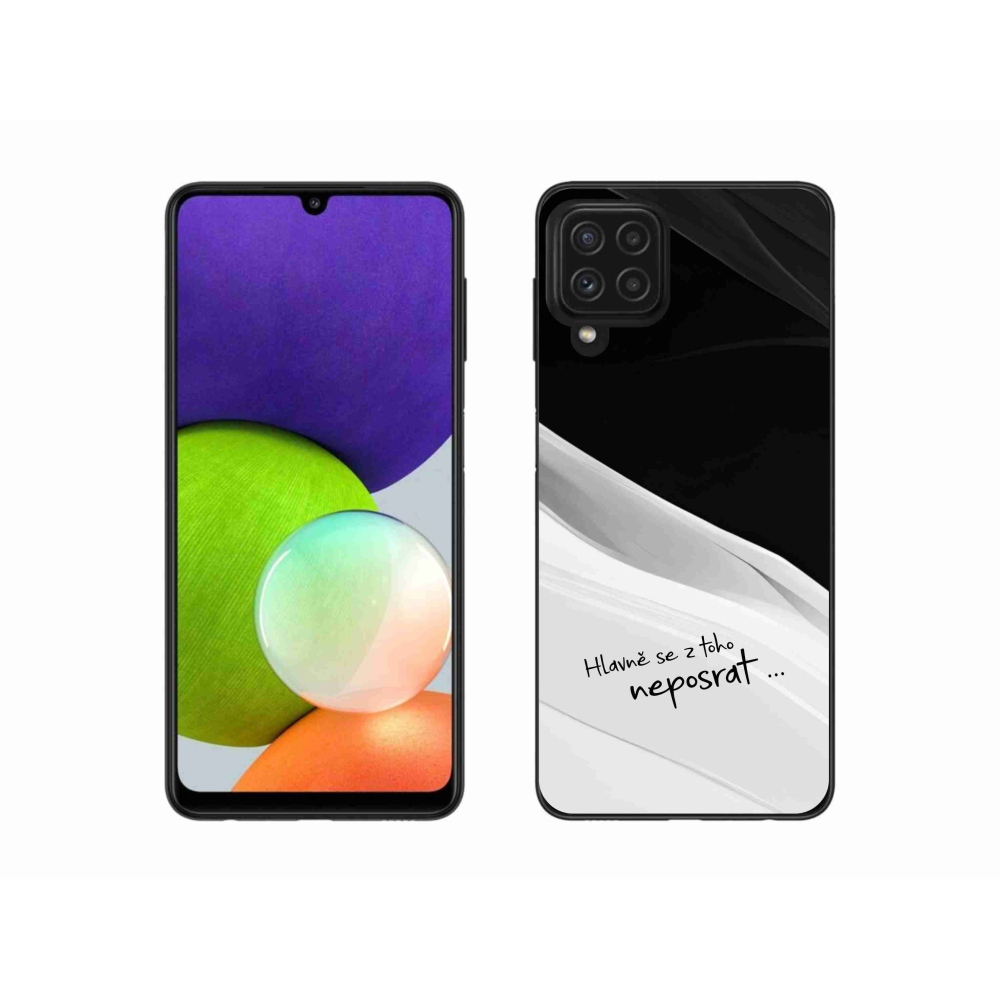 Gelový kryt mmCase na Samsung Galaxy A22 4G - vtipný text 13 bíločerné pozadí
