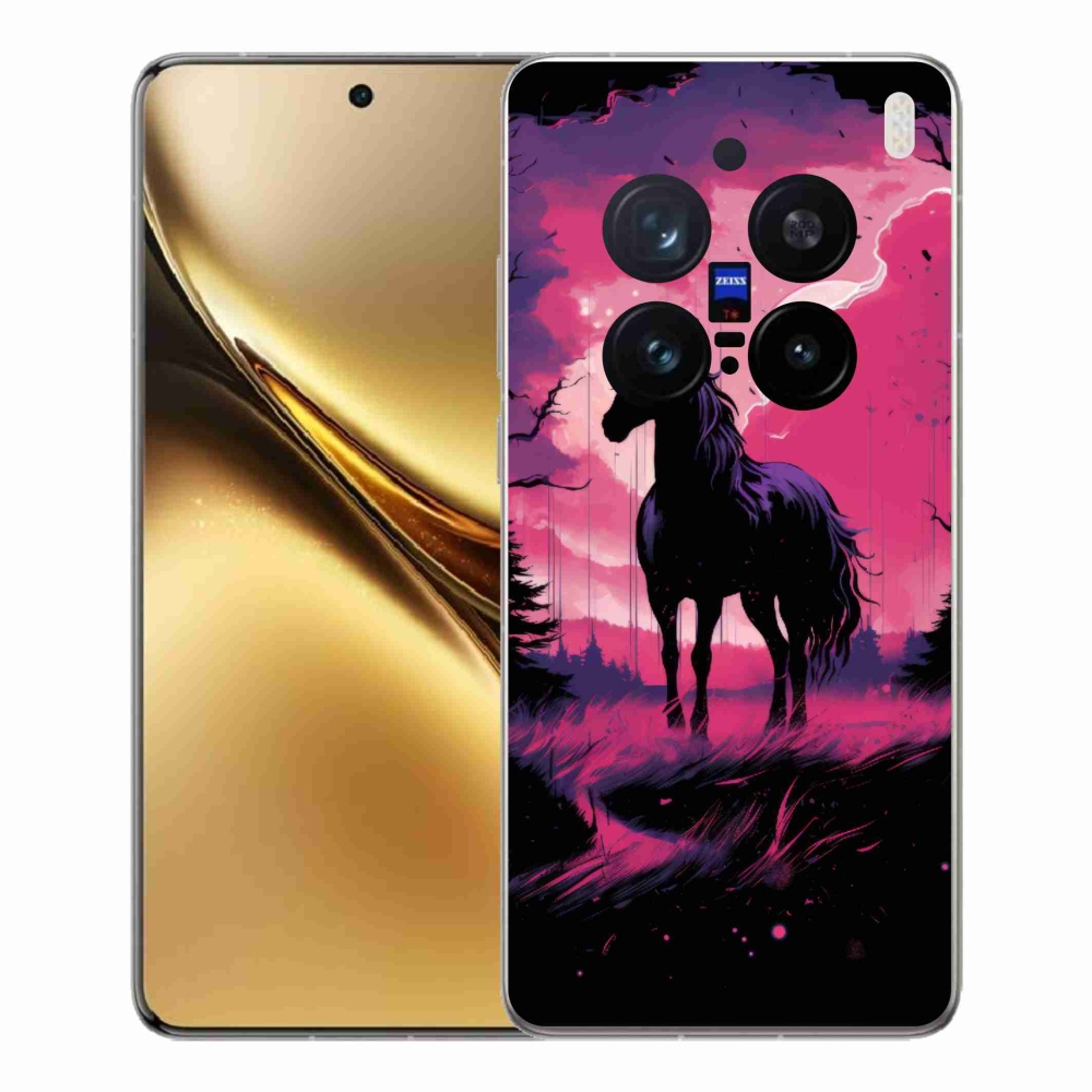 Gelový kryt mmCase na Vivo X200 Pro 5G - černý kreslený kůň 1