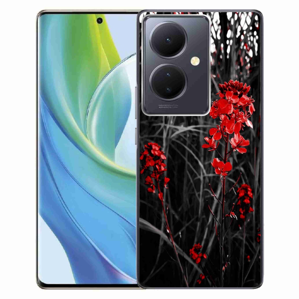 Gelový kryt mmCase na Vivo V29 Lite 5G - červená rostlina
