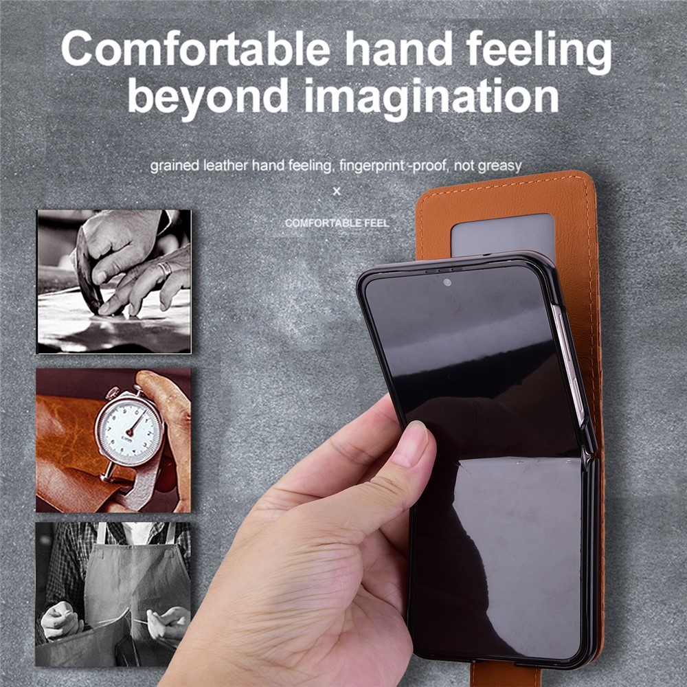 Gridy knížkové pouzdro na Samsung Galaxy Z Flip7 5G - hnědé