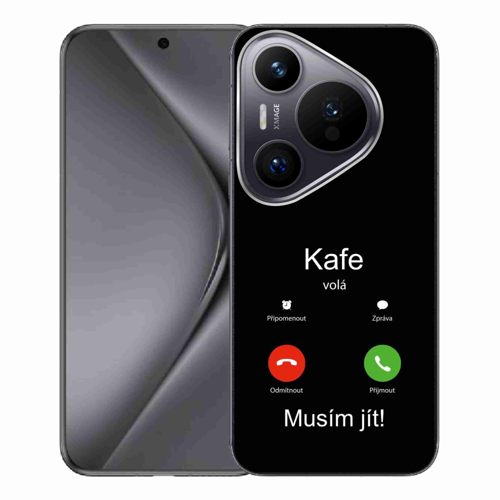 Gelový kryt mmCase na Huawei Pura 70 Pro - kafe volá černé pozadí