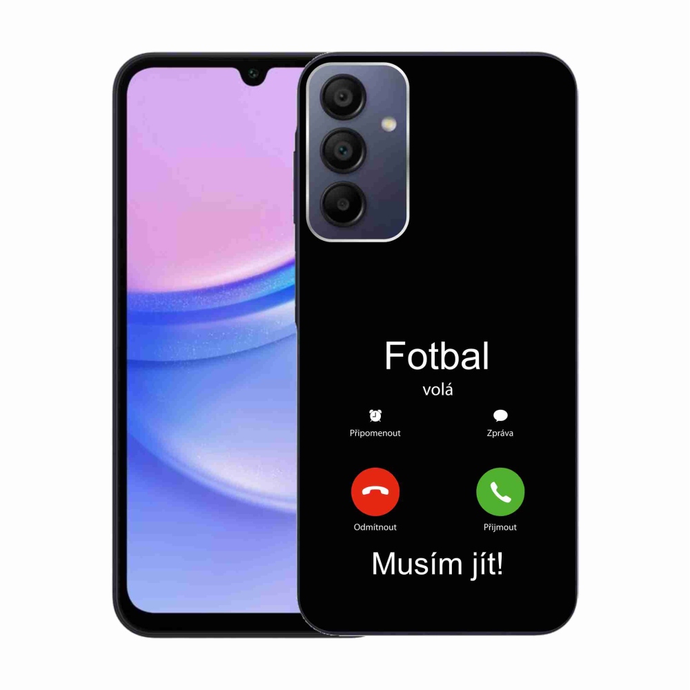 Gelový kryt mmCase na Samsung Galaxy A15 4G/5G - fotbal volá černé pozadí