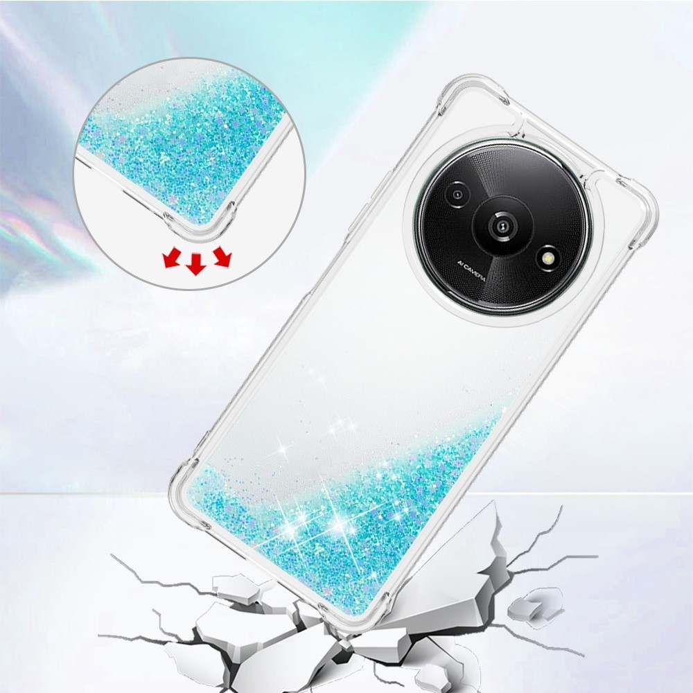 Glitter gelový přesýpací obal na Xiaomi Redmi A3 - modrý/hvězdičky