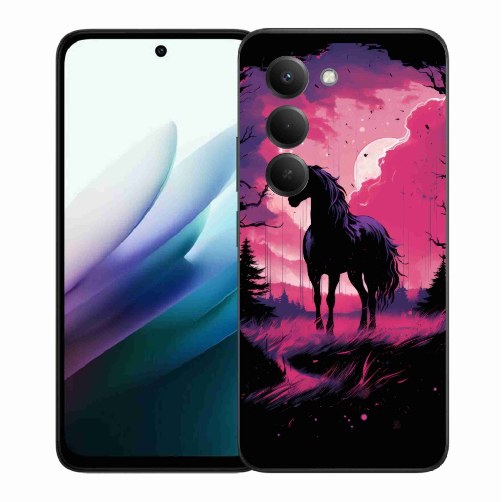 Gelový kryt mmCase na Xiaomi Redmi 15 4G/5G (171mm) - černý kreslený kůň 1