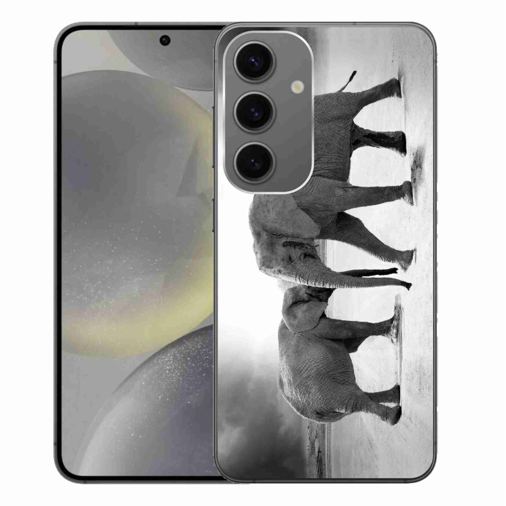 Gelový kryt mmCase na Samsung Galaxy S24+ - černobílí sloni