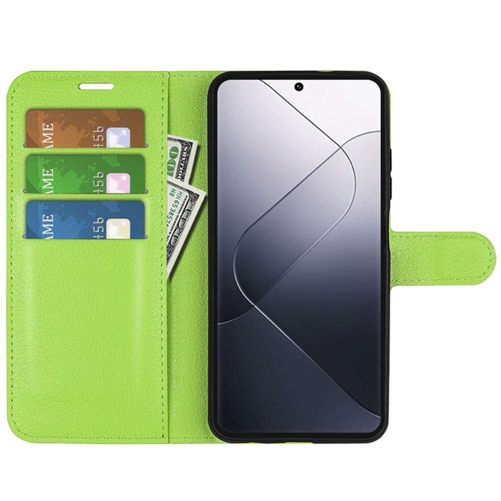 Litchi knížkové pouzdro na Xiaomi 14 Pro - zelené