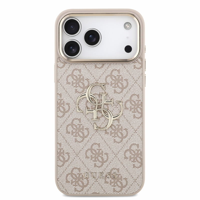 Guess PU 4G Metal Logo Strap Zadní Kryt pro iPhone 18 Pro Max Pink