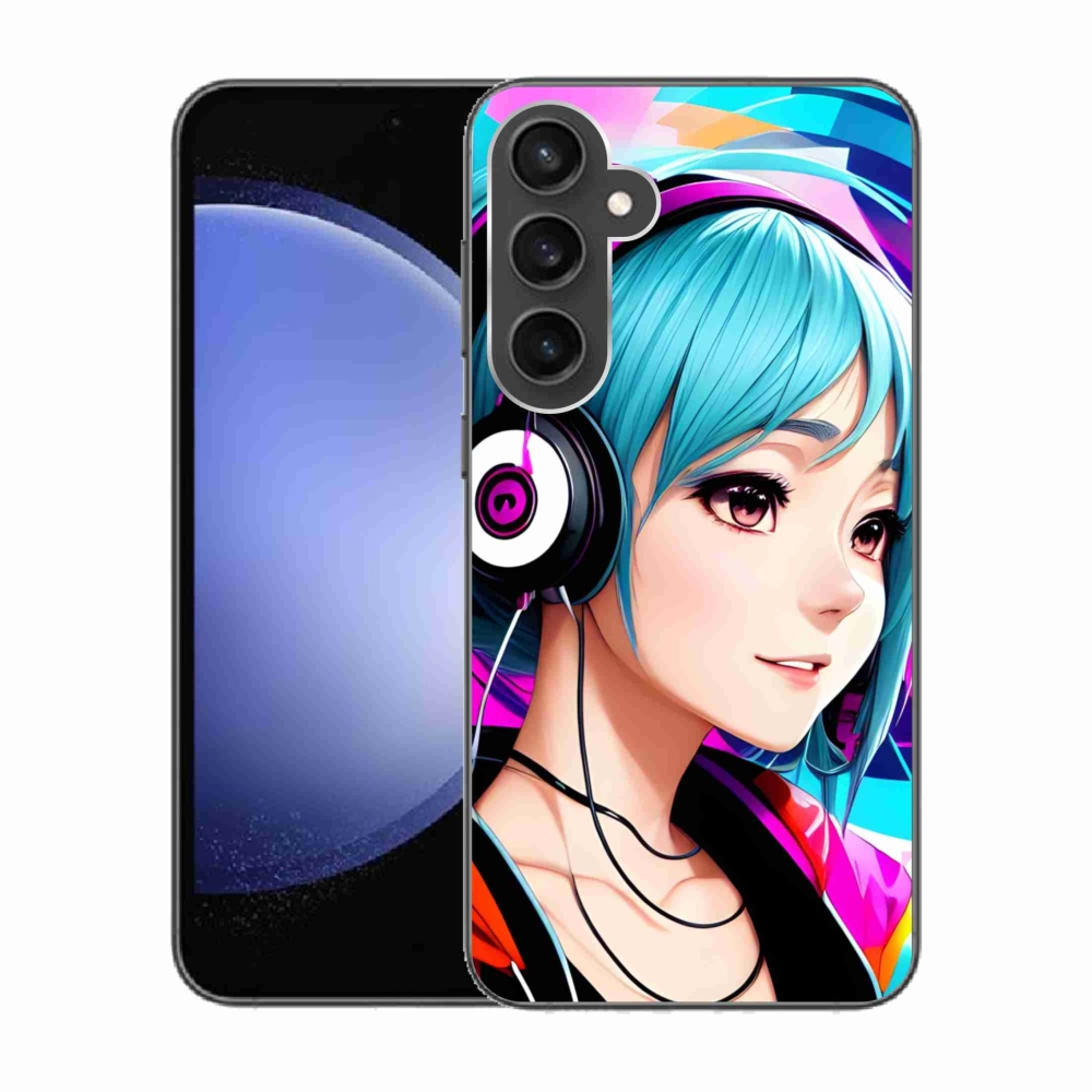 Gelový kryt mmCase na Samsung Galaxy S23 FE - dívka se sluchátky