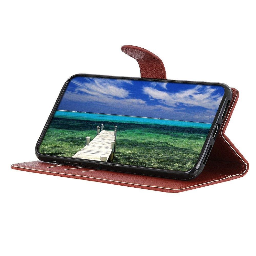 Litchie knížkové pouzdro na Samsung Galaxy A56 5G - hnědé