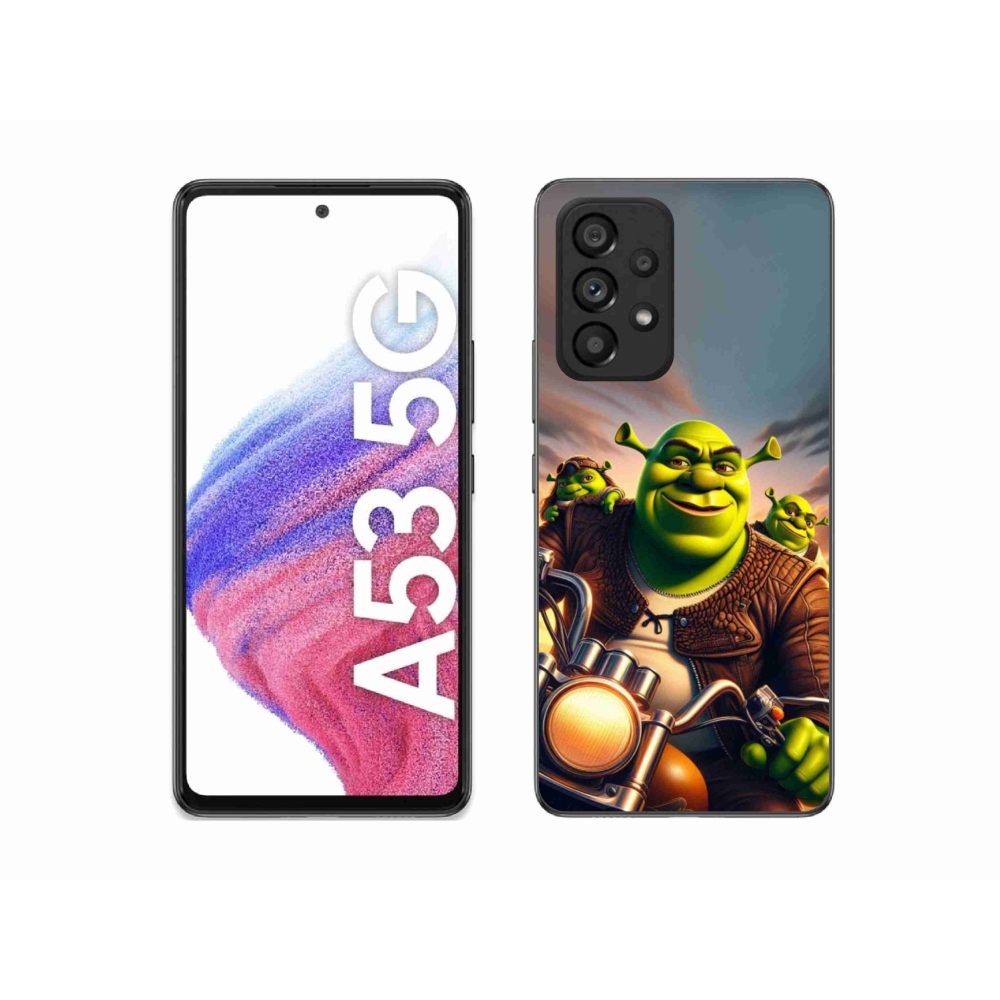 Gelový kryt mmCase na Samsung Galaxy A53 5G - shrek na motorce