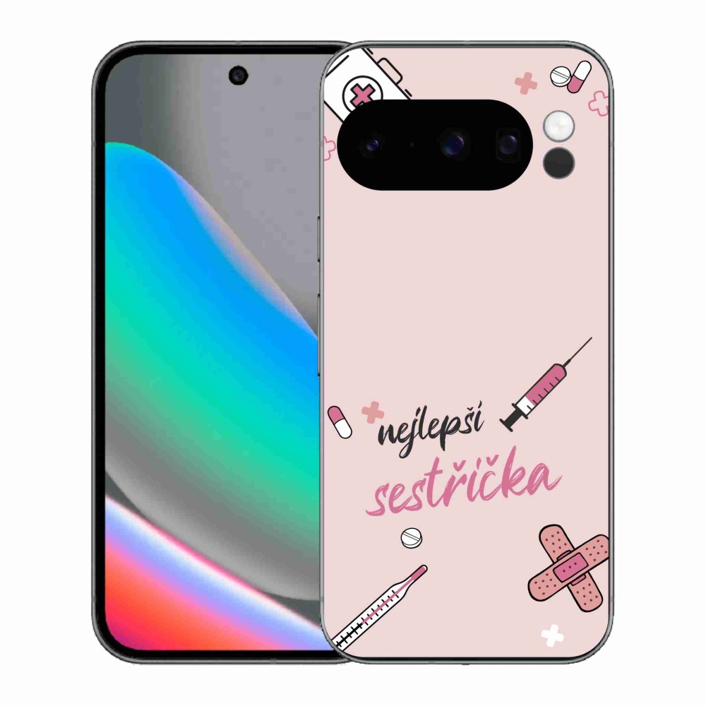 Gelový kryt mmCase na Google Pixel 10 Pro - nejlepší sestřička růžové pozadí