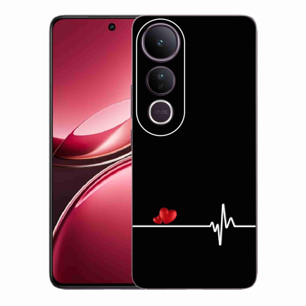 Gelový kryt mmCase na Vivo V50 Lite 4G/5G - srdce a tep černé pozadí