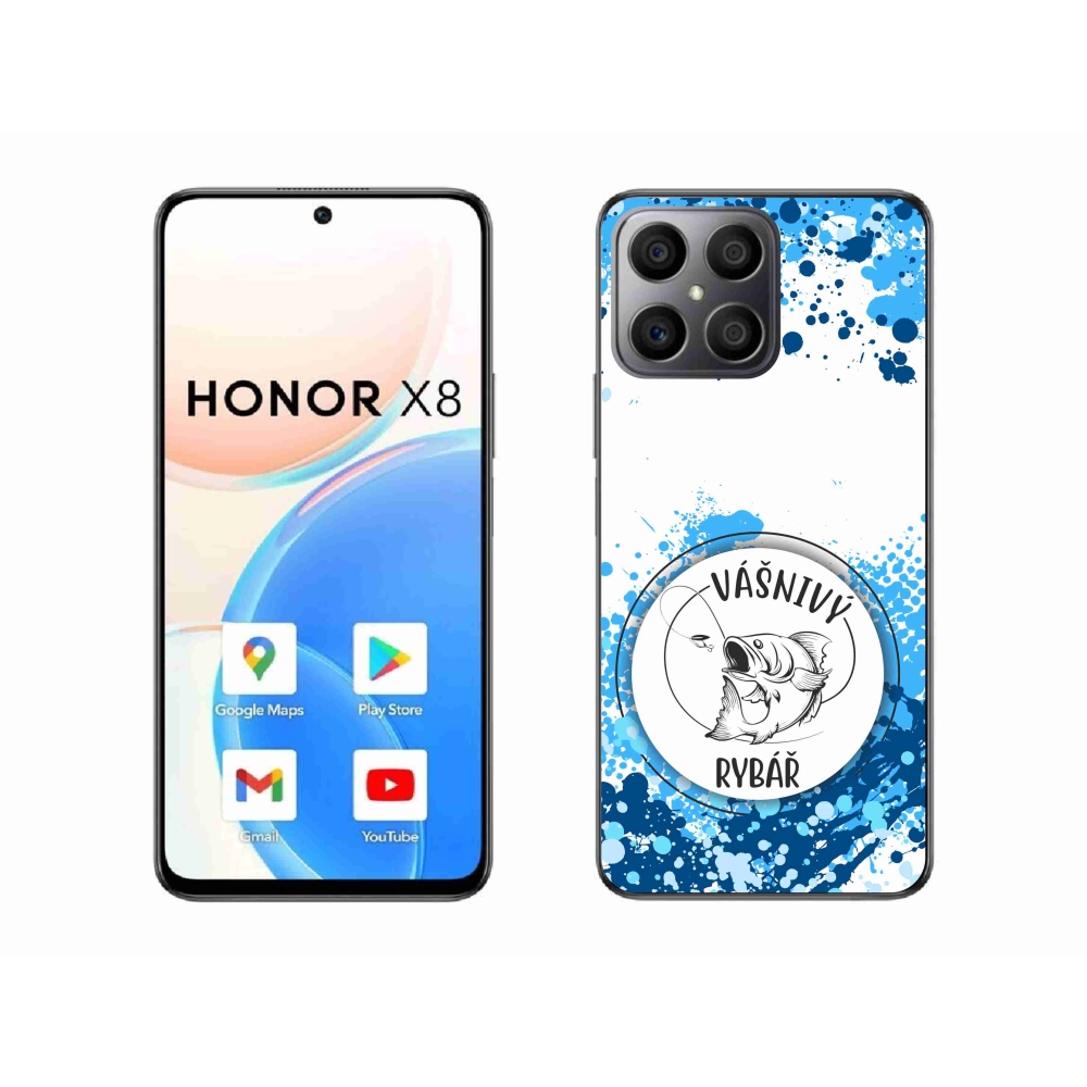 Gelový kryt mmCase na Honor X8 4G - vášnivý rybář bílé pozadí