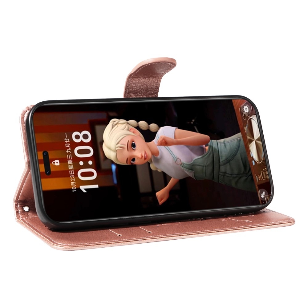Flowery knížkové pouzdro na Honor Magic 7 Pro 5G - růžovozlaté
