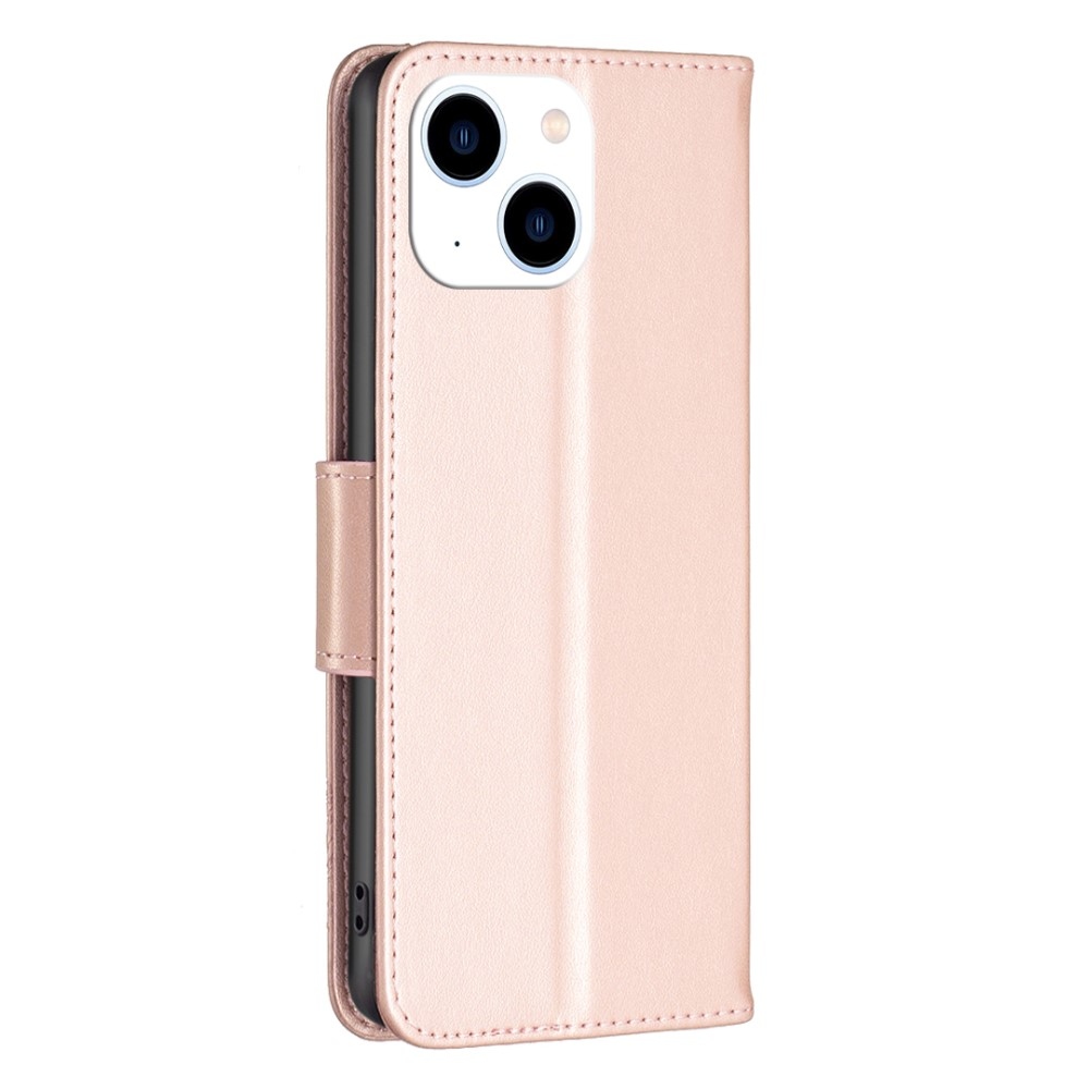 Butterfly knížkové pouzdro na iPhone 15 - růžovozlaté