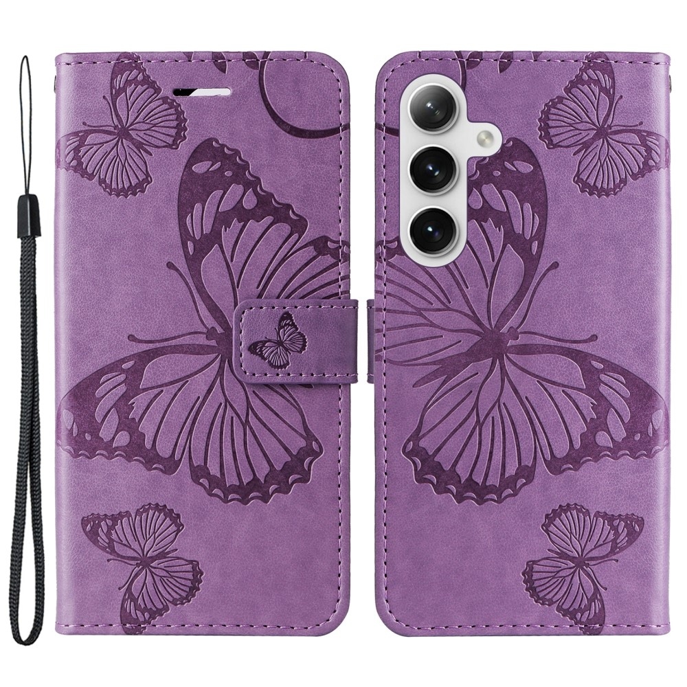 Big Butterfly knížkové pouzdro na Samsung Galaxy S25 - fialové