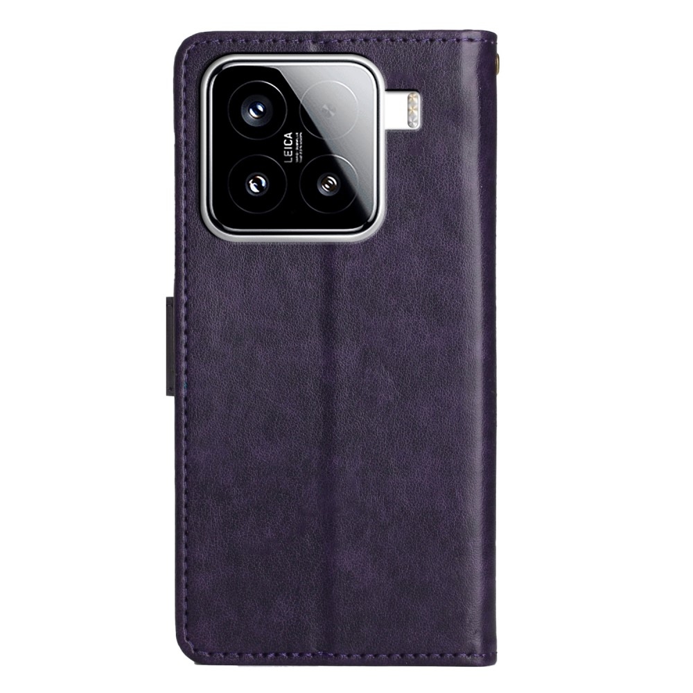 Flowers knížkové pouzdro na Xiaomi 15 - tmavěfialové