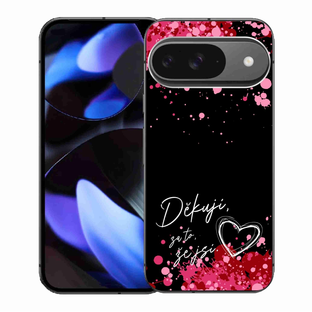 Gelový kryt mmCase na Google Pixel 9/9 Pro - zamilovaný text 2 černé pozadí