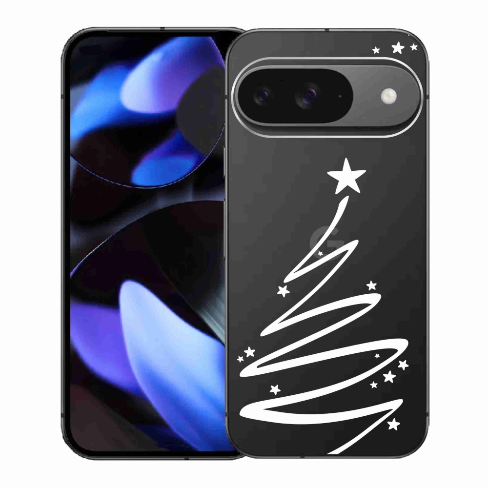 Gelový kryt mmCase na Google Pixel 9/9 Pro - bílý stromeček na průhledném pozadí