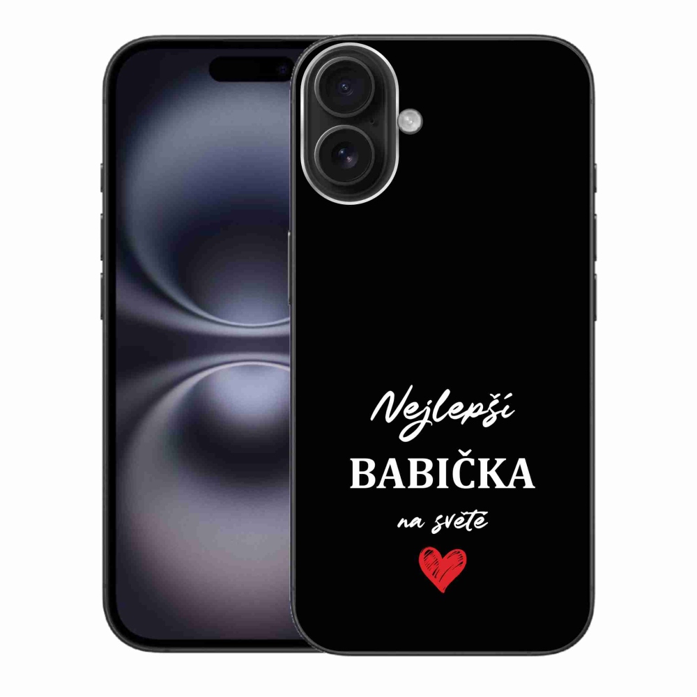 Gelový kryt mmCase na iPhone 16 Plus - nejlepší babička 1 černé pozadí