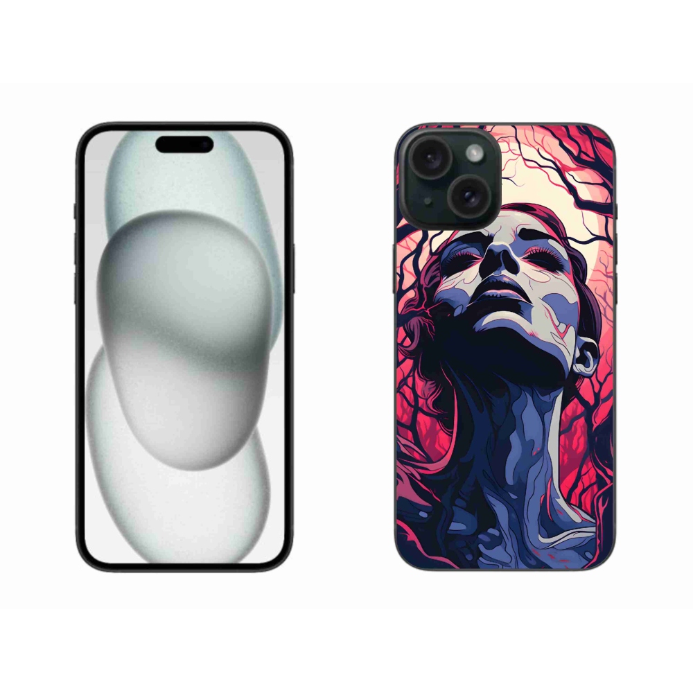 Gelový kryt mmCase na iPhone 15 Plus - abstraktní obličej