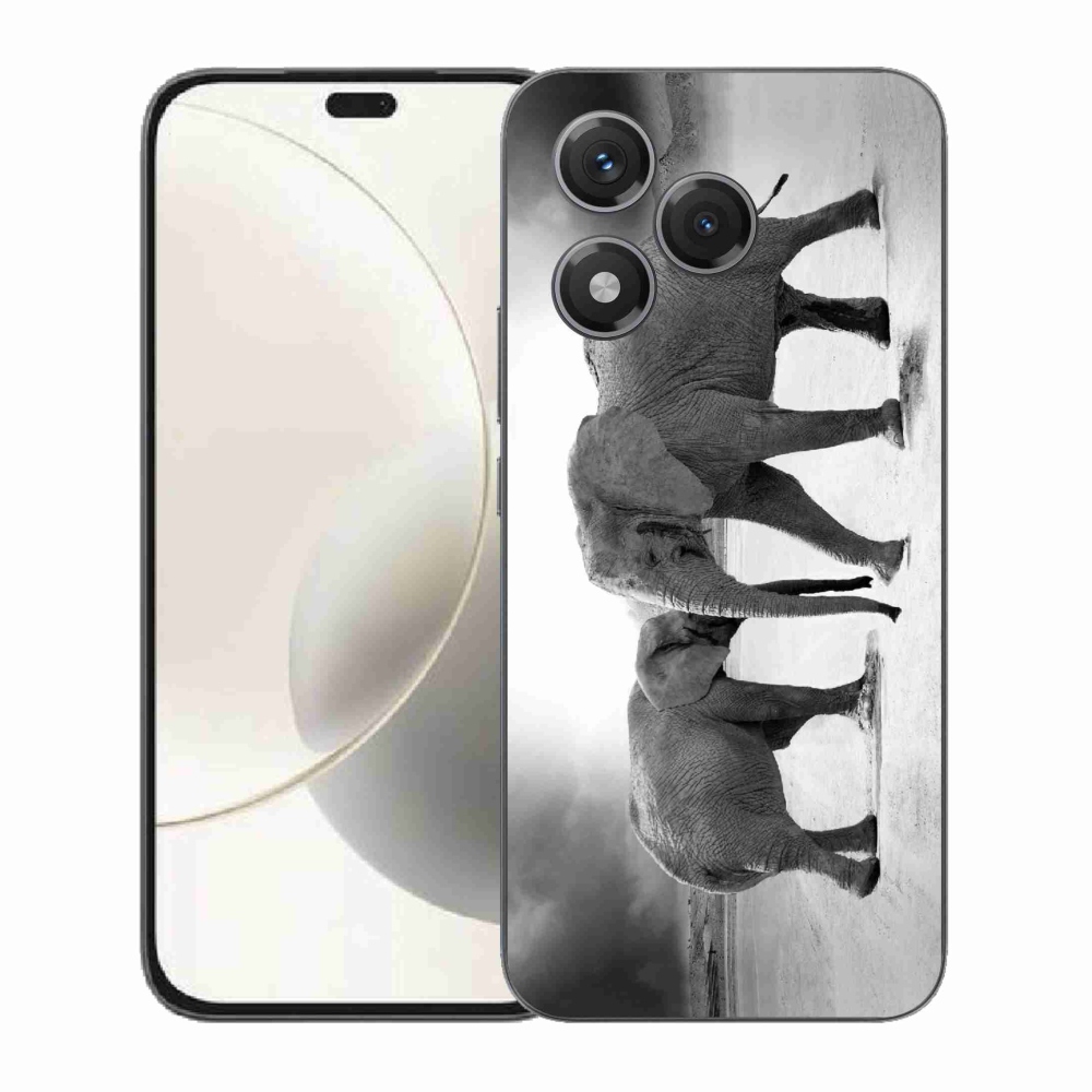 Gelový kryt mmCase na Honor 400 Lite - černobílí sloni