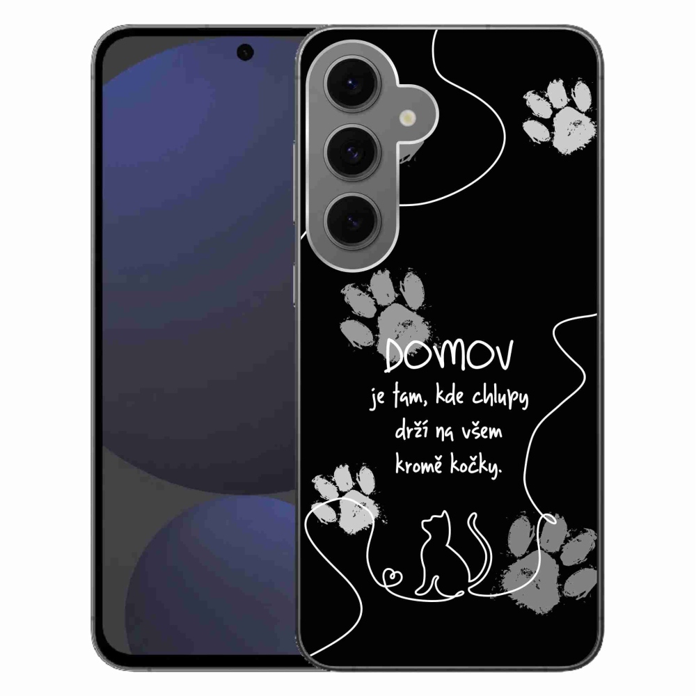 Gelový kryt mmCase na Samsung Galaxy S24 FE - kočičí motiv černé pozadí