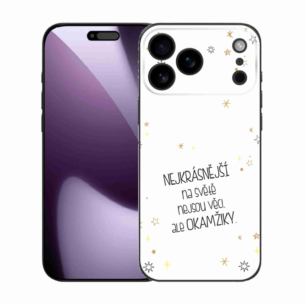 Gelový kryt mmCase na iPhone 17 Pro Max - citát 4 bílé pozadí