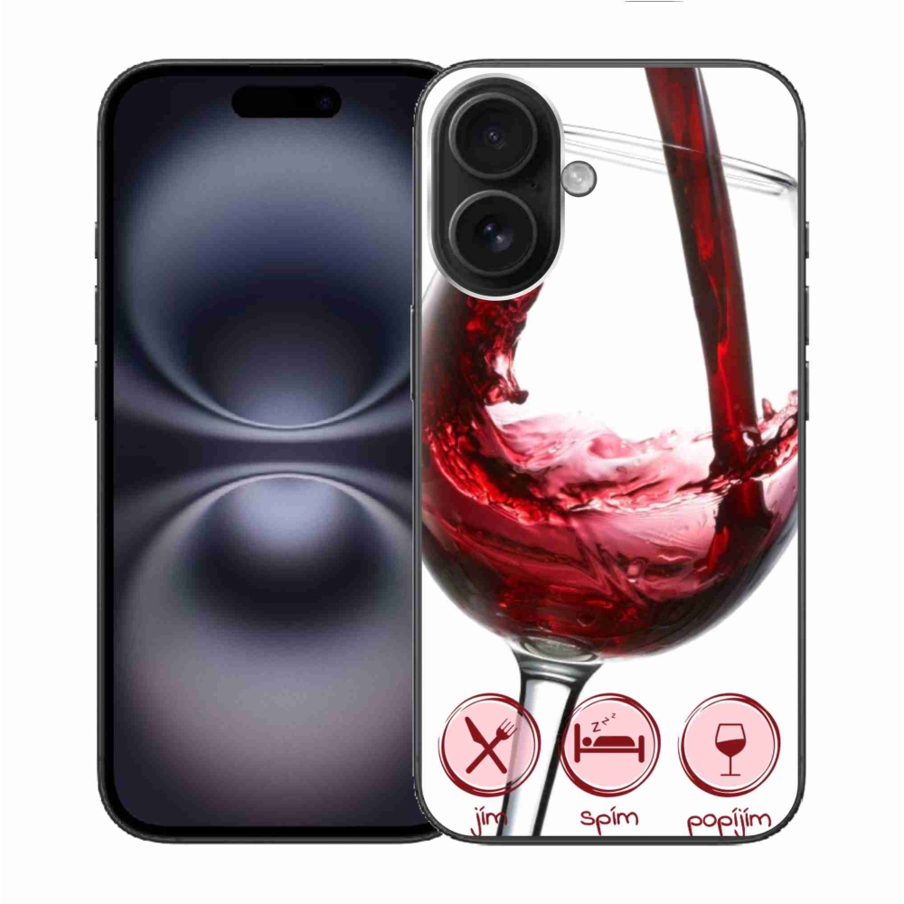 Gelový obal mmCase na iPhone 16 - sklenička vína červené