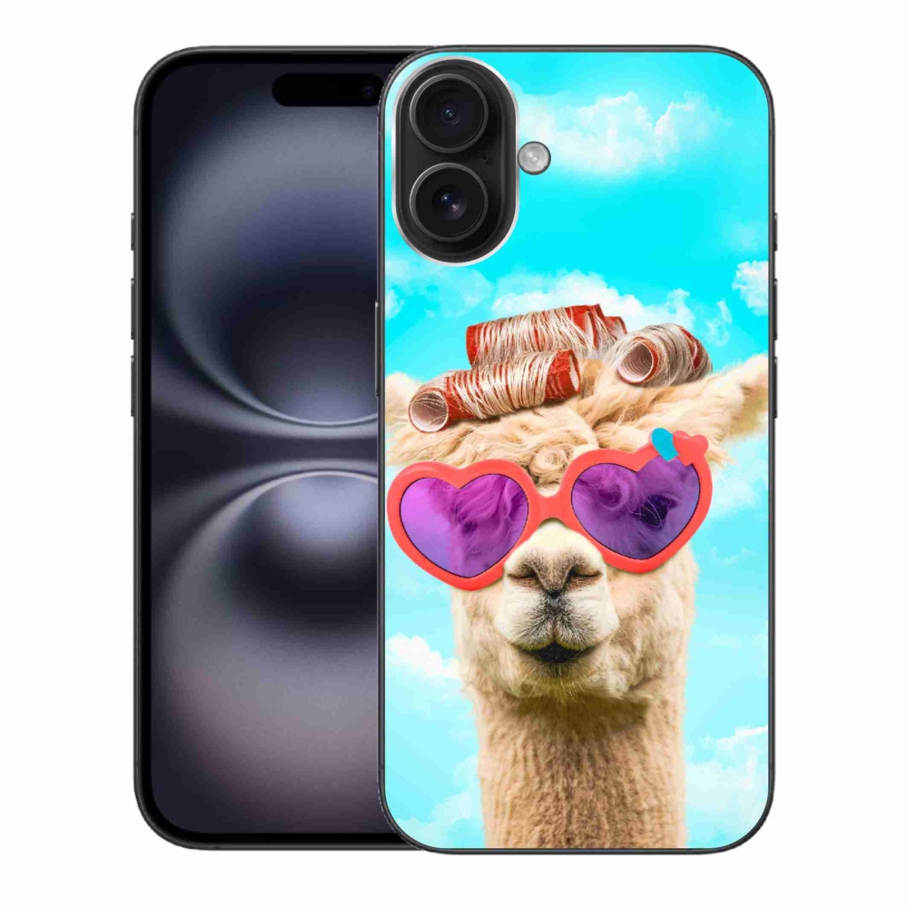 Gelový kryt mmCase na iPhone 16 Plus - lama s brýlemi