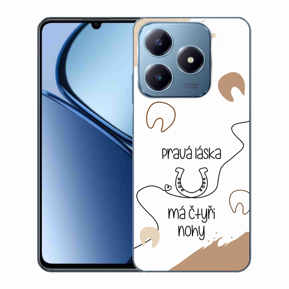 Gelový kryt mmCase na Realme C63 - koňský motiv bílé pozadí