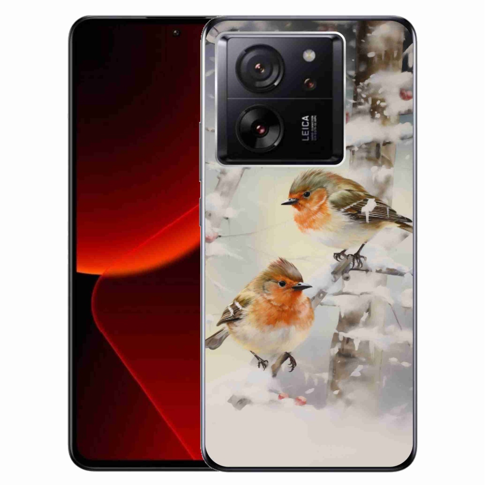 Gelový kryt mmCase na Xiaomi 13T/13T Pro - ptáčci v zimě
