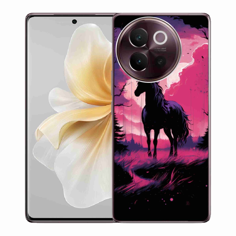Gelový kryt mmCase na Vivo V40 Lite 5G - černý kreslený kůň 1