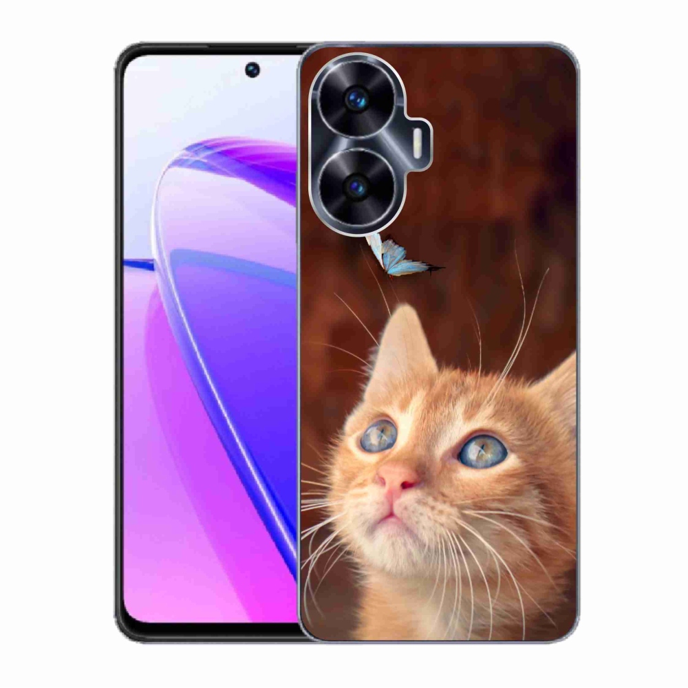 Gelový kryt mmCase na Realme C55 - motýl a kotě
