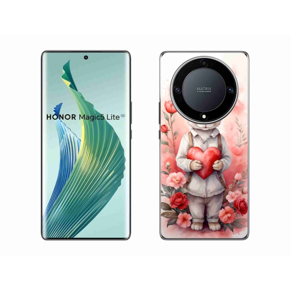 Gelový kryt mmCase na Honor Magic 5 Lite 5G - zajíc se srdíčkem