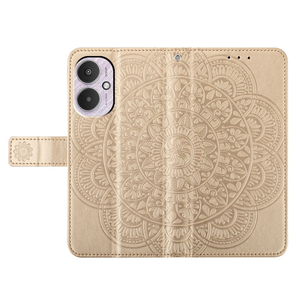 Mandala knížkové pouzdro na Xiaomi Redmi 13C 5G - zlaté