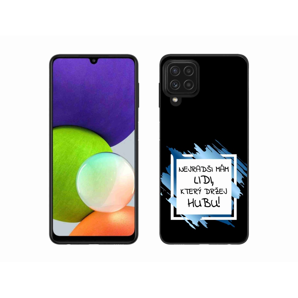 Gelový kryt mmCase na Samsung Galaxy A22 4G - vtipný text 7 bíločerné pozadí