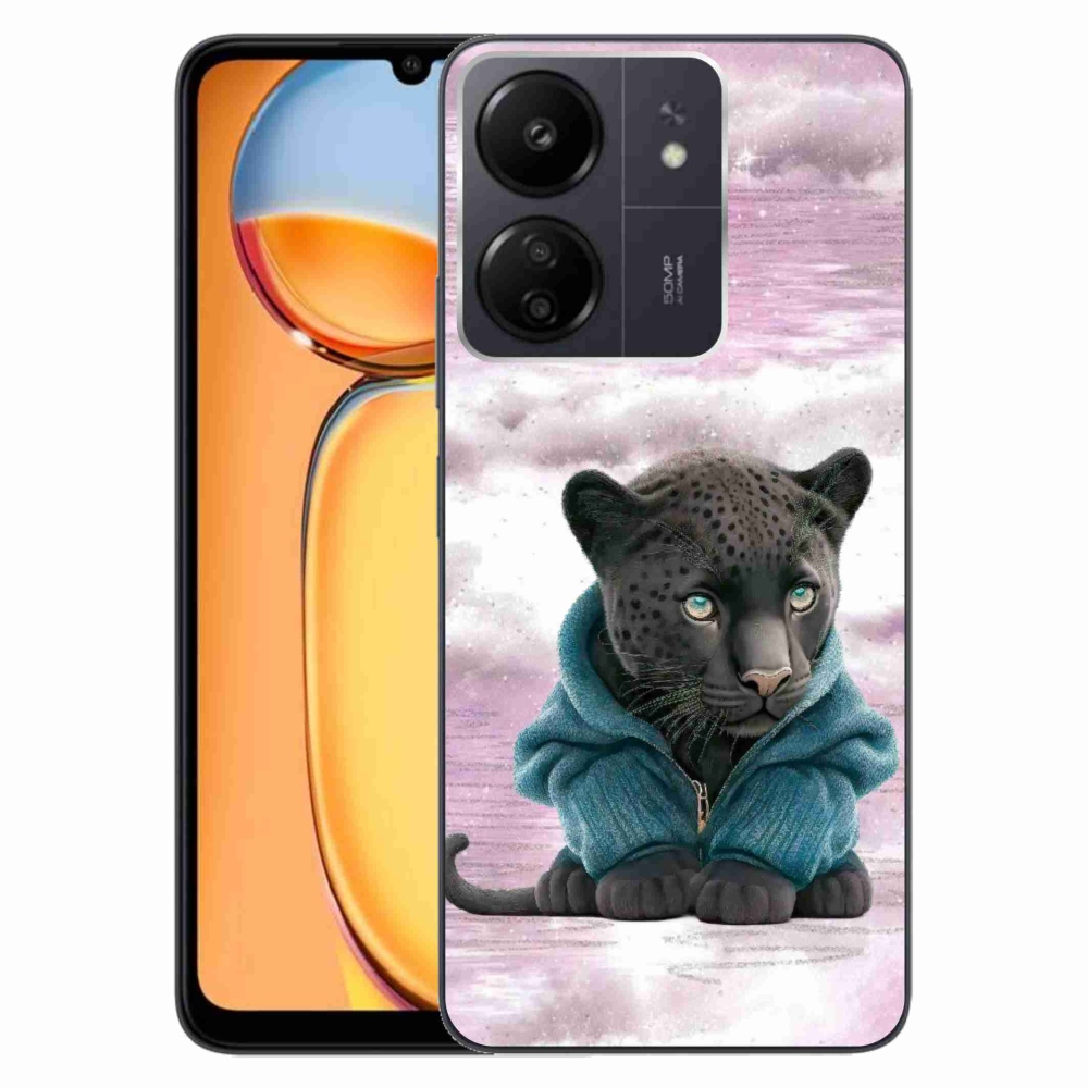 Gelový kryt mmCase na Xiaomi Poco C65/Redmi 13C - černý panter ve svetru