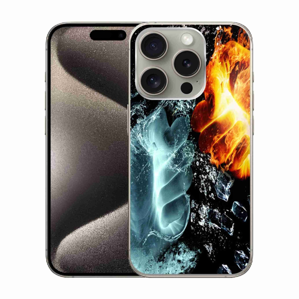Gelový kryt mmCase na iPhone 15 Pro - voda a oheň