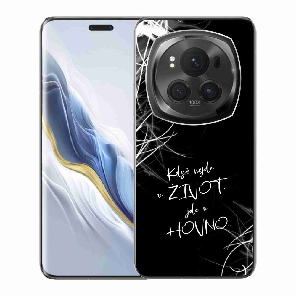 Gelový kryt mmCase na Honor Magic 6 Pro 5G - vtipný text 16 černé pozadí