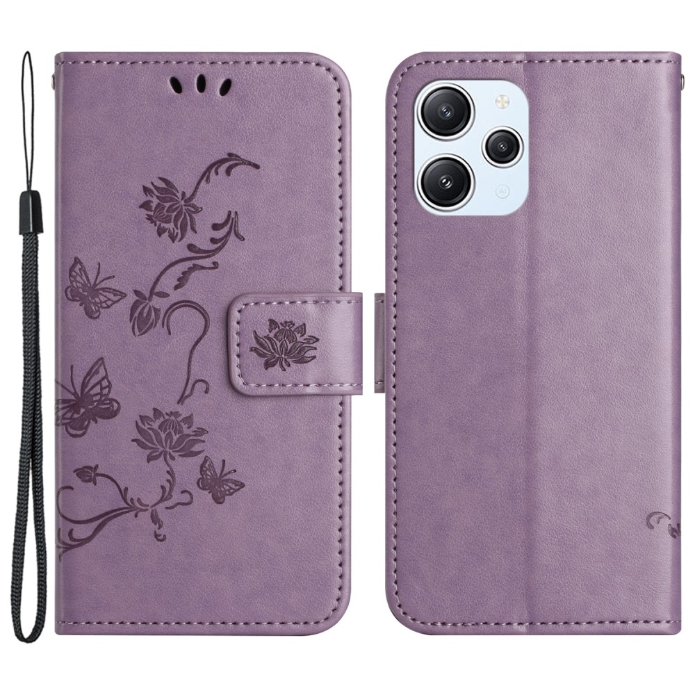 Flower knížkové pouzdro na Xiaomi Redmi 12 4G/5G - světlefialové